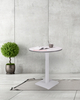  Height Adjustable Round Dining Table for 2-4 People, Modern Circle Kitchen Table with Intersecting Metal Pedestal And Wooden Tabletop for Small Space, Dining Room, Kitchen