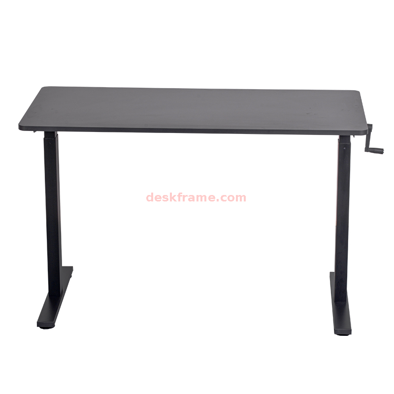  Manual Standing Desk Adjustable Height，Hand- Crank Stand Up Desk, Sit Stand Desk with Frame & Desktop, Computer Desk