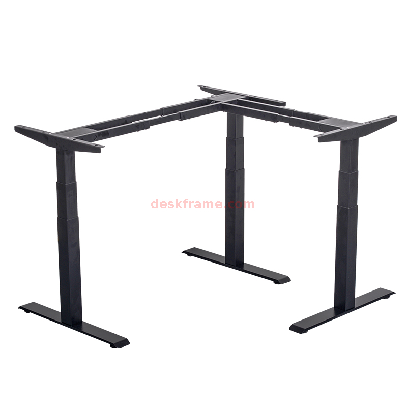 L-Shaped Electric Standing Desk With Three Motors Height Adjustable 