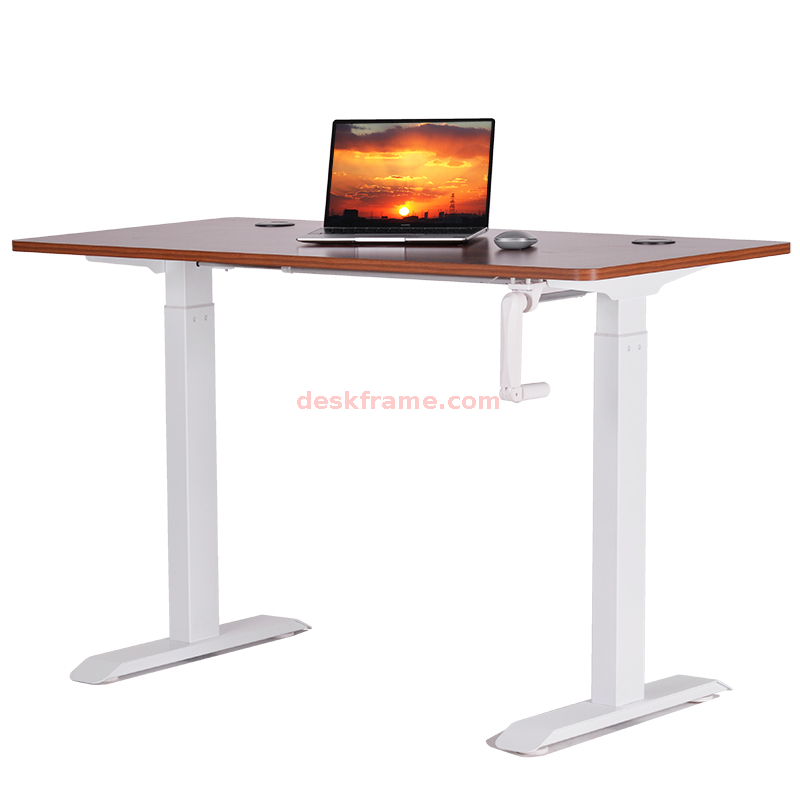 Manual Standing Desk Adjustable Height，Hand- Crank Stand Up Desk, Sit Stand Desk with Frame & Desktop, Study Desk