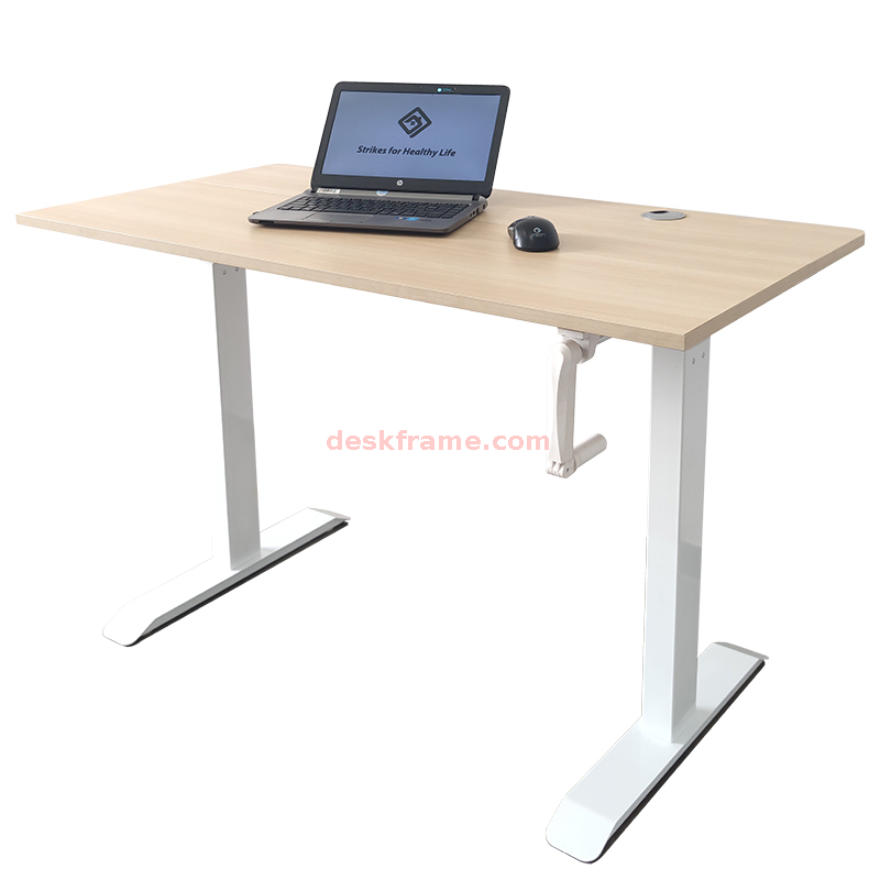 Manual Standing Desk Adjustable Height，Hand- Crank Stand Up Desk, Sit Stand Desk with Frame & Desktop, Study Desk
