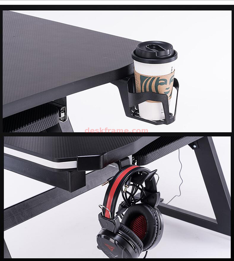 Accessories Large Plastic Cup Holders,Upgraded Large Desk Cup Holder Clamp, Anti-Spill Table Cup Holder, Metal Office & PC Gaming Desk， Black