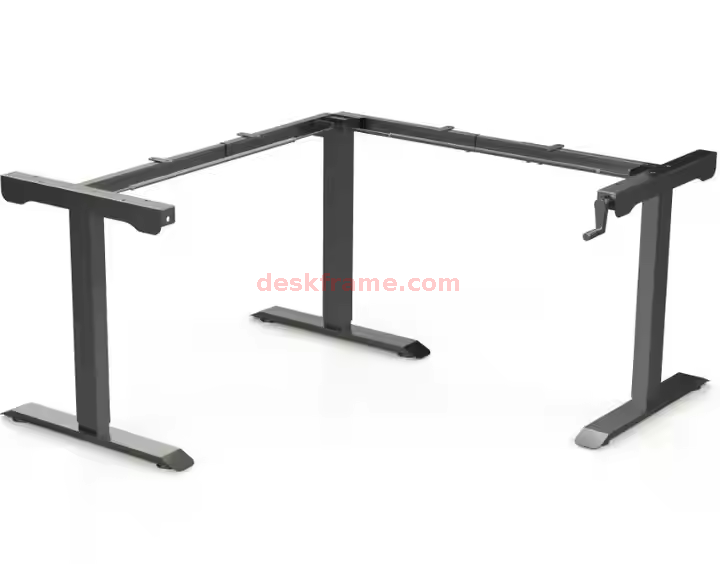 Manual Hand-crank L Shaped Standing Desk Adjustable Height, Corner Standing Desk, Sit Stand Computer Table