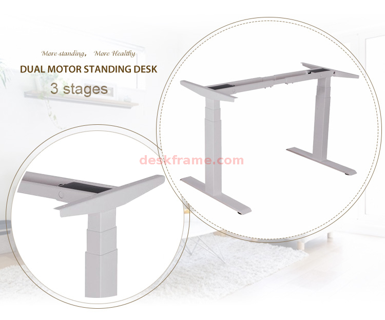 Dual Motor 3 Stages Electric Standing Desk Height Adjustable Desk Electric Stand Up Desk Sit Stand Desk