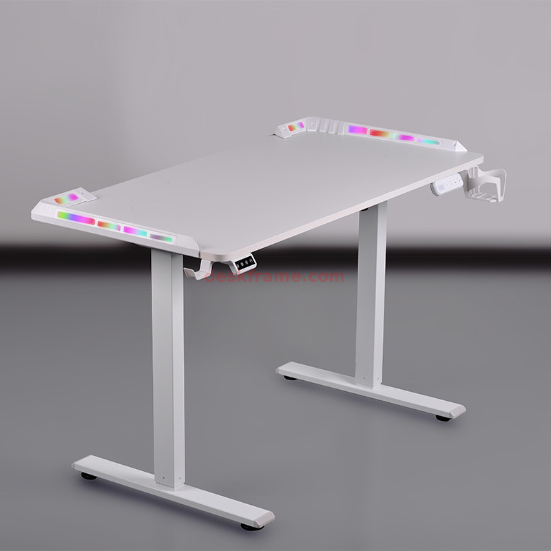 Computer Desk Office Desk, Gaming Desk with Storage, Modern Desk Work Table for Home Office, White + White Leg