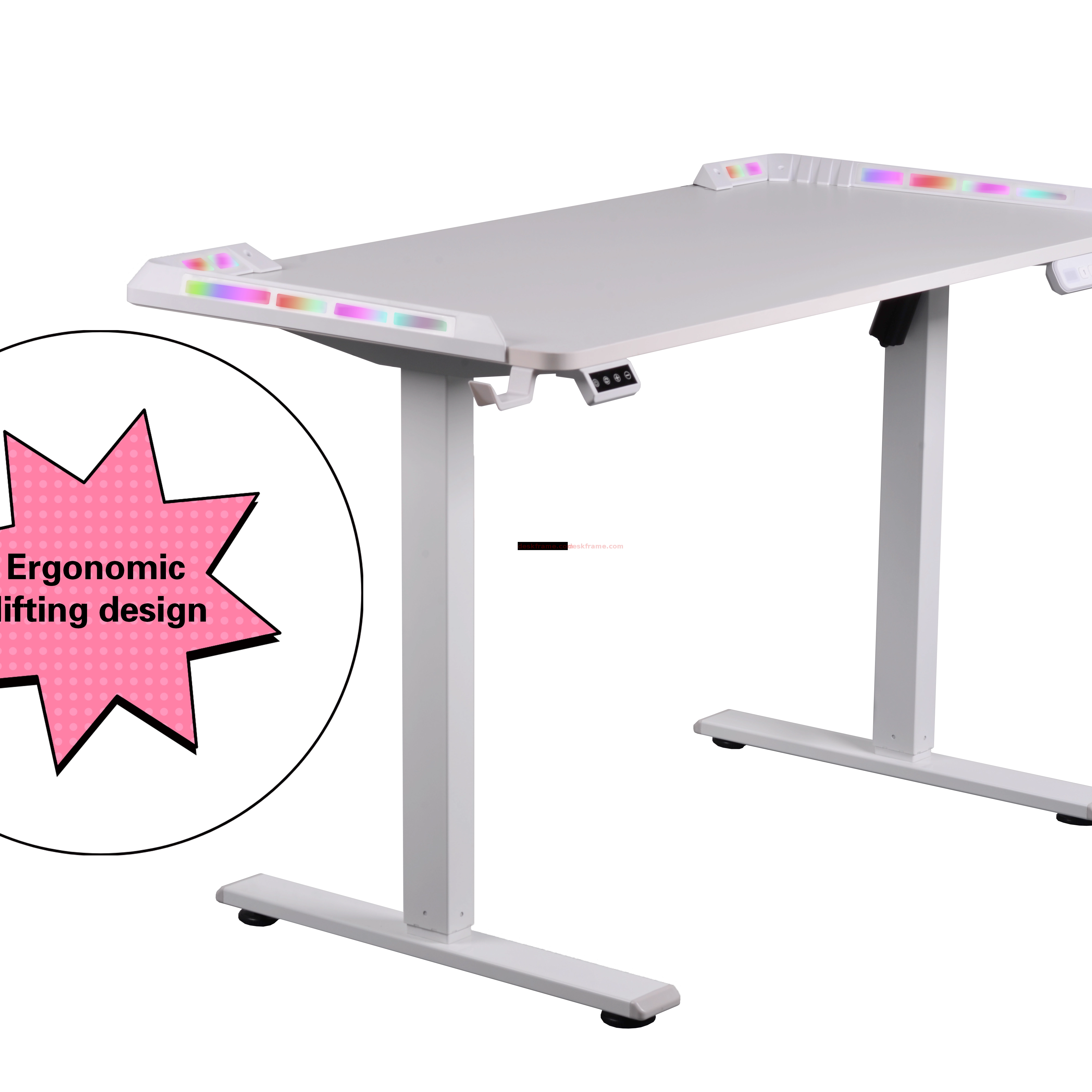 Computer Desk Office Desk, Gaming Desk with Storage, Modern Desk Work Table for Home Office, White + White Leg